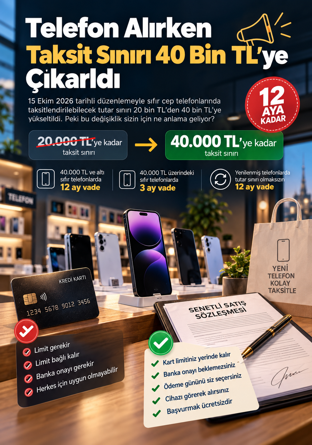 Telefonda Kredi Kartı Taksit Sınırı 40 Bin TL Oldu: Kartı Olmayan Ne Yapacak?